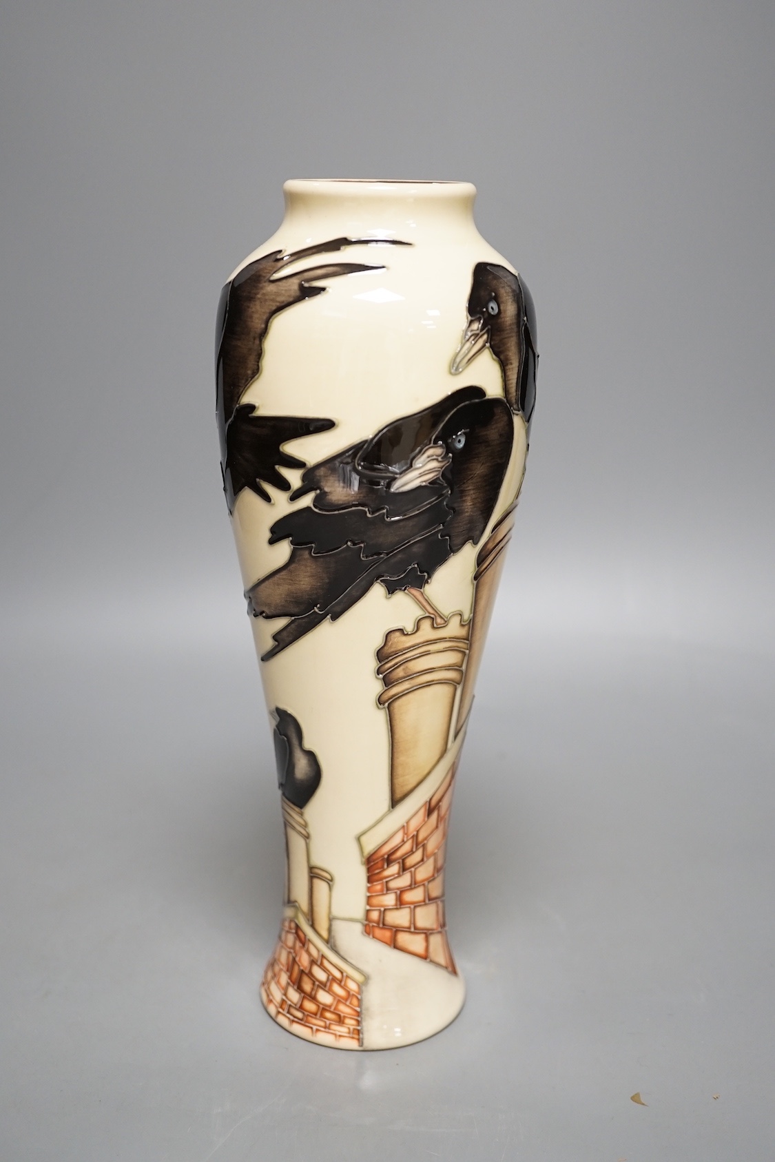 A Moorcroft 'jackdaws' vase by Keery Goodwin, limited edition 29/50, 2014,boxed, 27 cms high.